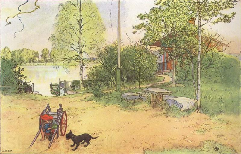 Carl Larsson Our Coourt-Yard Norge oil painting art